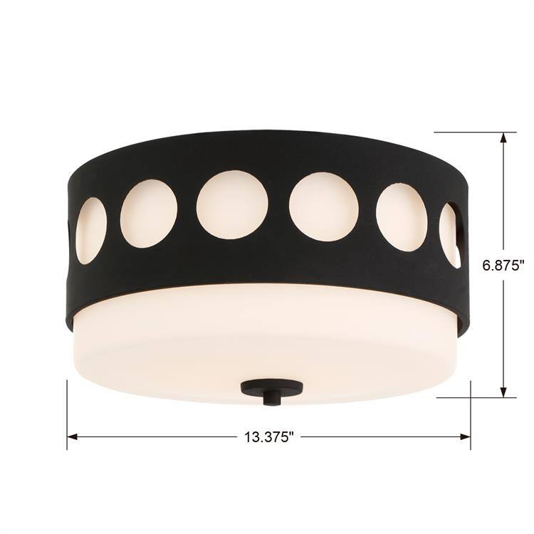 Kirby 2 Light Black Forged Ceiling Mount - 13.37'' W x 6.87'' H