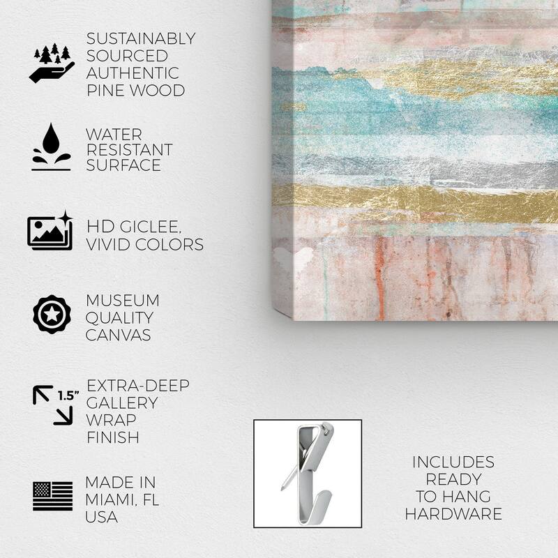 Wynwood Studio Canvas Abstract Mirage en Neutrale Gold and Light Blue Modern & Contemporary Wall Art Canvas Print