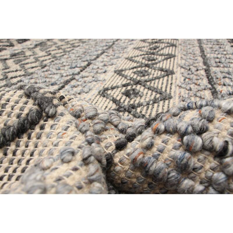 ECARPETGALLERY Braid weave Sienna Beige Wool Rug - 5'3 x 7'5