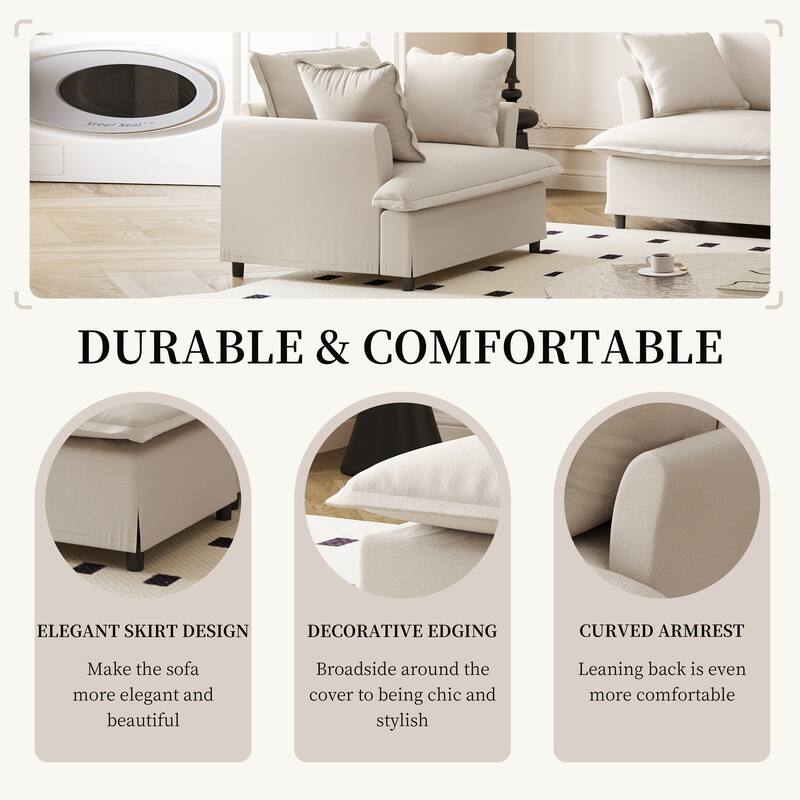 DIY Free Combination Sofa Set with Throw Pillows, Chenille Modular Sectional Sofa for Livingroom Upholstered Cloud Couch