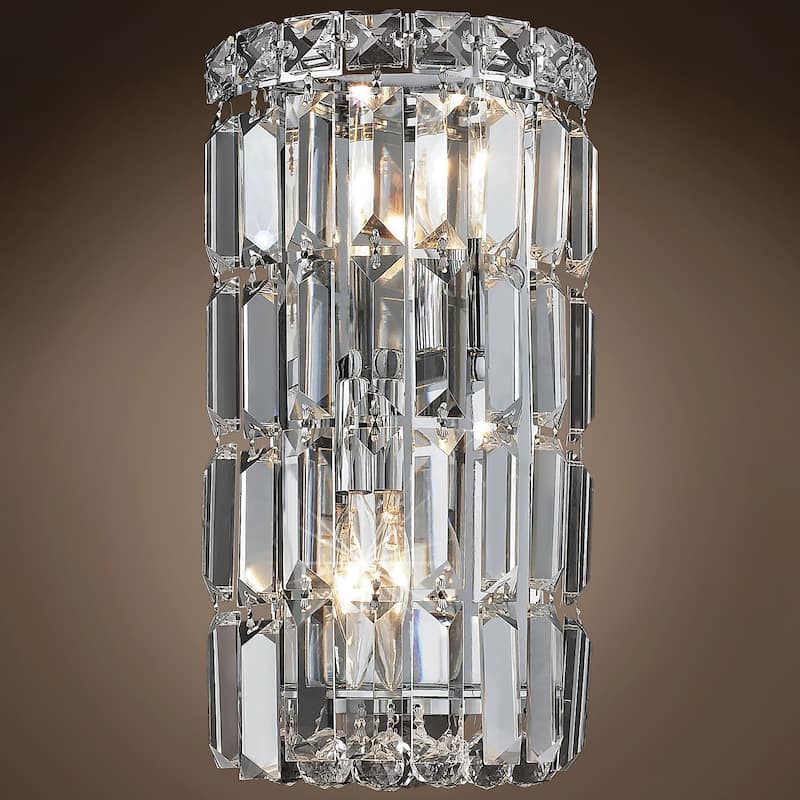 Ibiza Design 2 Light 6" Chrome Wall Sconce With Clear European Crystals - 12.00