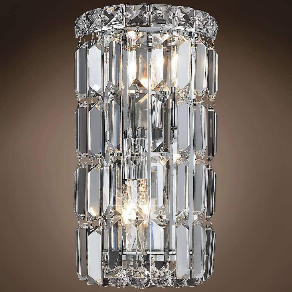 Ibiza Design 2 Light 6" Chrome Wall Sconce With Clear European Crystals - 12.00