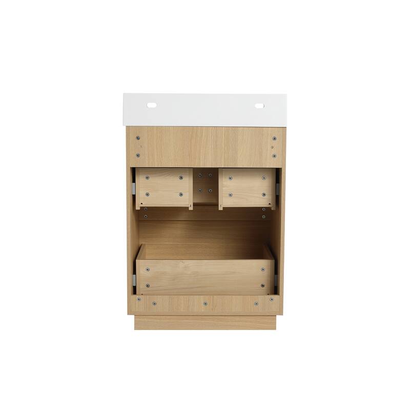24 in. W x 18 in. D x 35 in. H Single Sink Freestanding Bath Vanity with White Resin Top