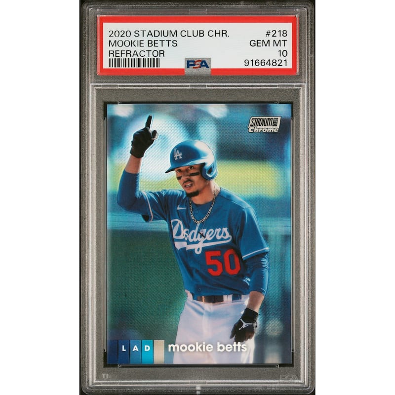 Mookie Betts 2020 Topps Stadium Club Chrome Refractor Card #218 Graded PSA 10 - 8'6" x 11'6"