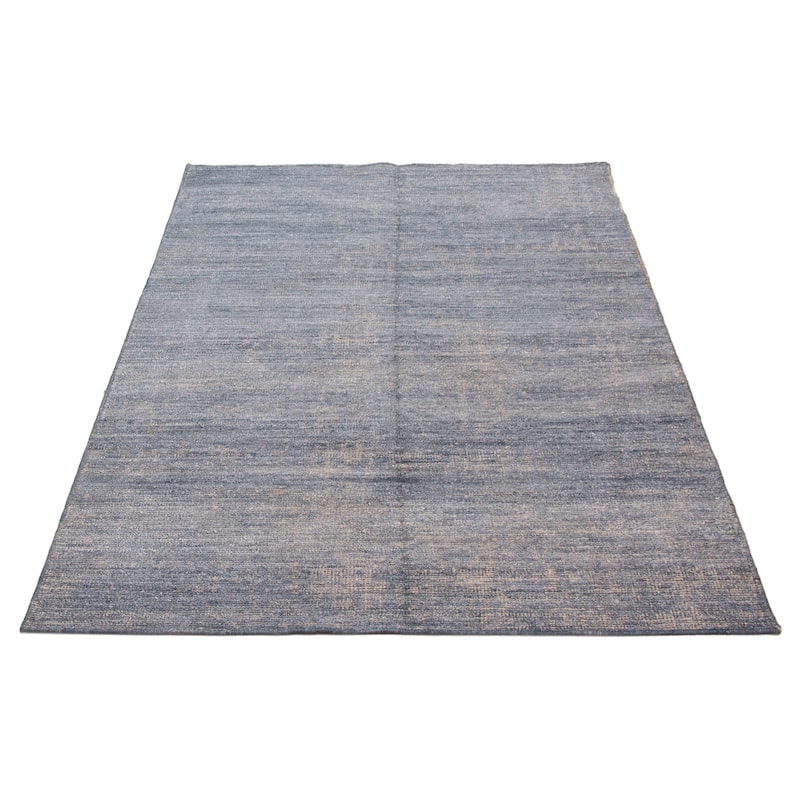 ECARPETGALLERY Hand-knotted Loreto Denim Blue Silk Rug - 5'10 x 8'10