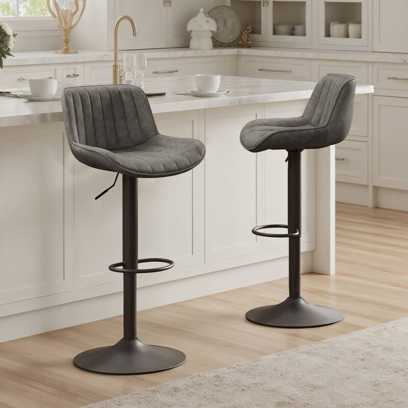 Art Leon Adjustable Height Swivel Barstool, Set of 2 - Grey