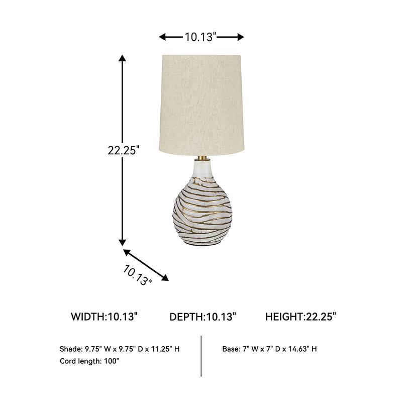 Aleela Contemporary White/Gold Textured Metal Lamp - 21.5" H