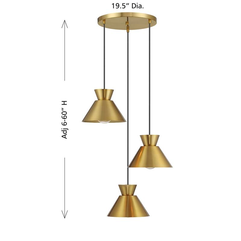 3-Light Multi-Point Chandelier By Trade Winds