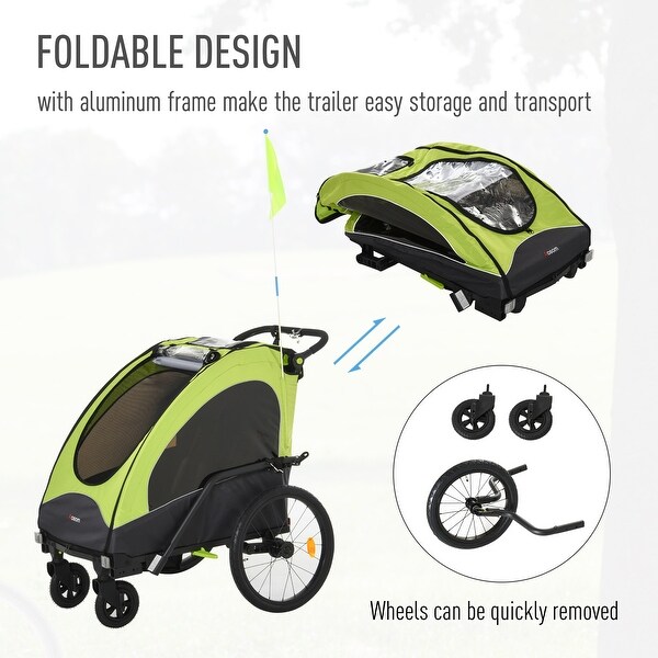 Aosom 3 in 1 Folding Child Bike Trailer Jogging Baby Stroller with Shock Absorbing Frame Adjustable Handlebar Bed Bath Beyond 32611764