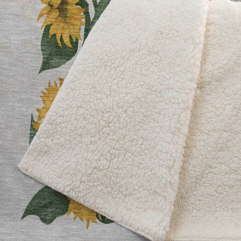 Premium Machine Washable ASB172 Sunflower Border Sherpa Throw Blanket