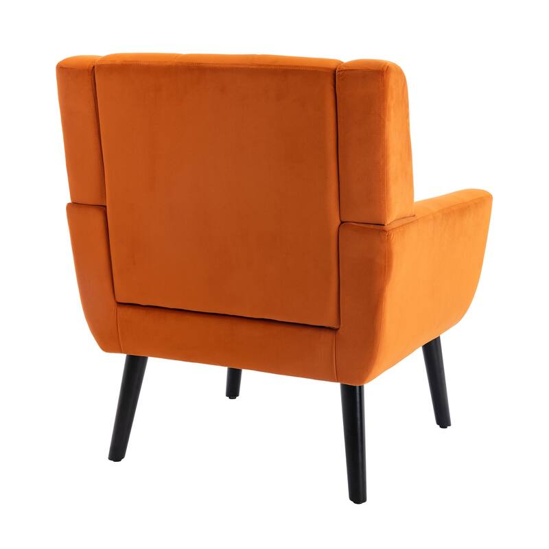 Stylish Upholstered Seating Armchair with Tapered Metal Legs, Orange Single Sofa Chair Accent Chair with Flared Armrests