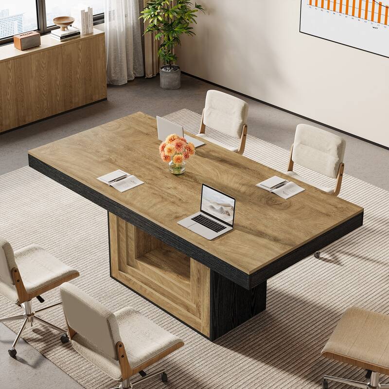 Large Rectangular Conference Table with Sturdy Base