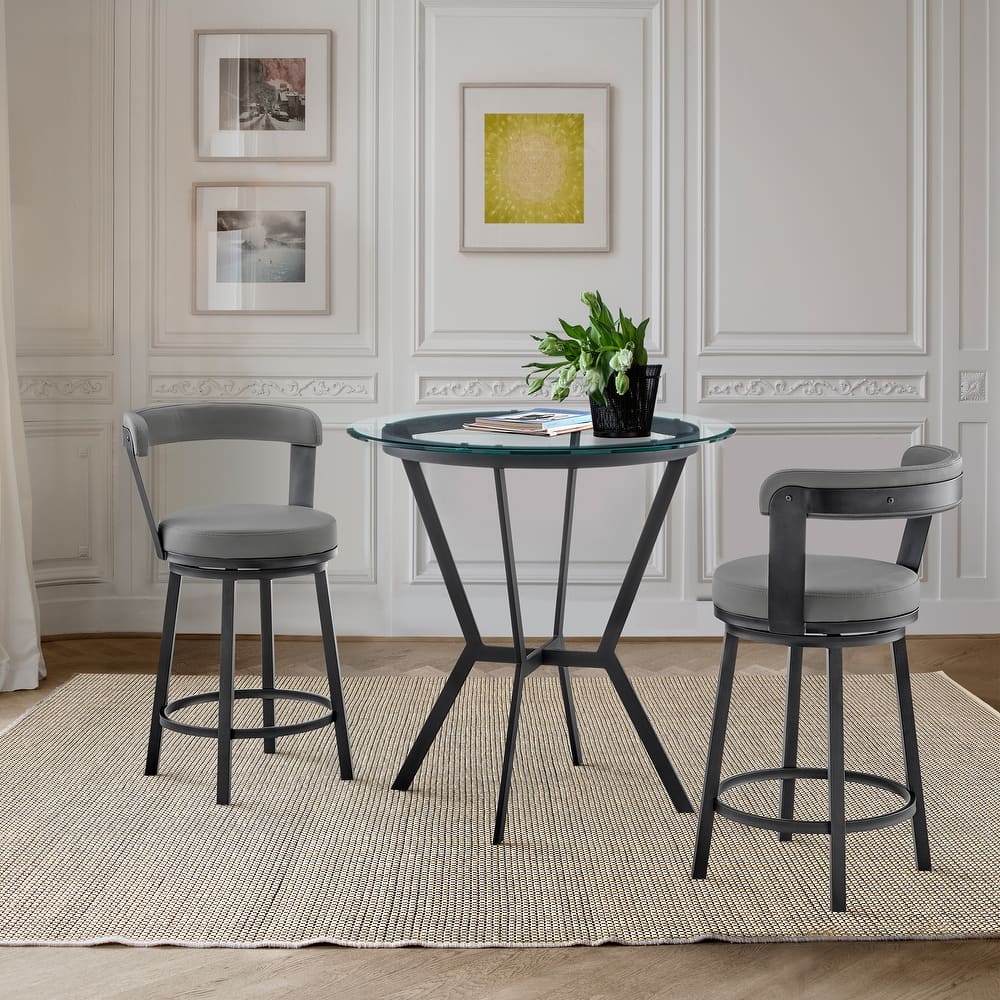 Naomi Bryant Black and Gray Faux Leather Counter Height Dining Set with Swivel Bar Stools