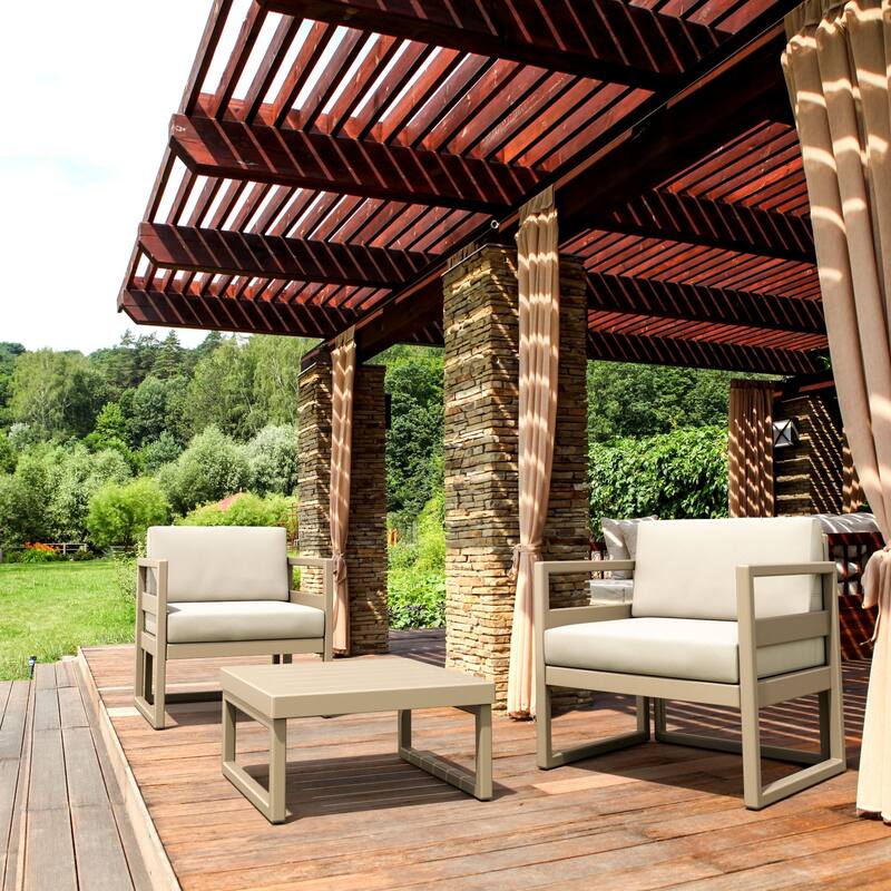 25.5" Taupe Brown Patio Square Coffee Table