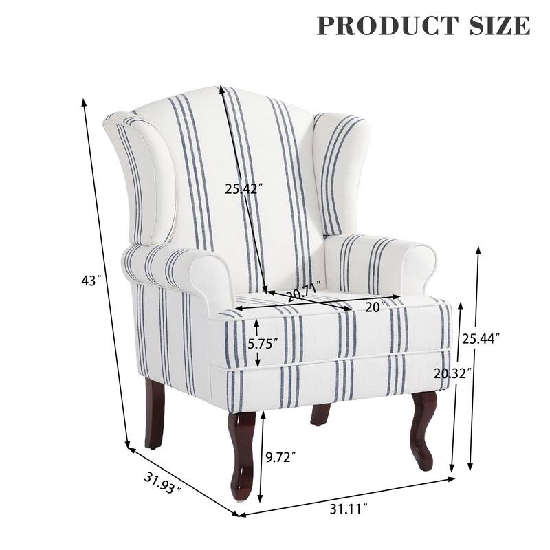 2 Set Modern Upholstery Wingback Accent Chair
