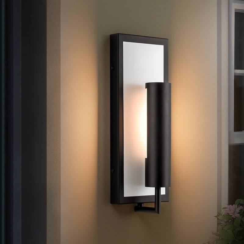 1-Light Modern Black Wall Lights Rectangular Integrated LED Outdoor Wall Sconce Lantern Light - 5 in. W x 13.9 in. H x 3.5 in. D
