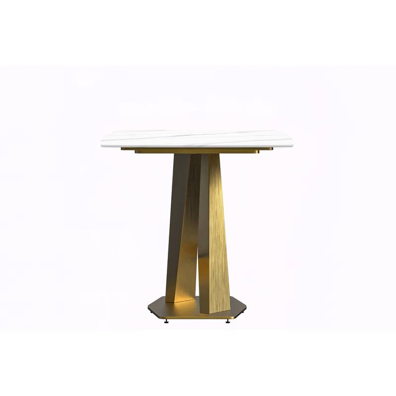 Voren Dining Table with Rectangular Top and Stainless Steel Base