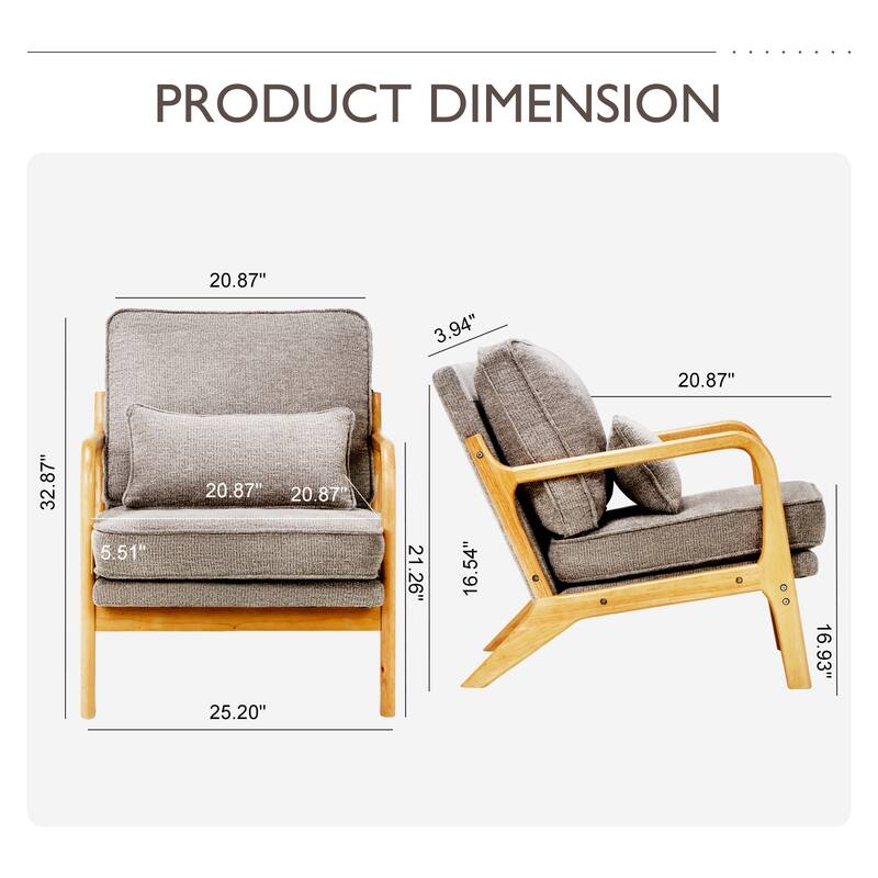 Mid Century Modern Accent Chair with Lumbar Pillow