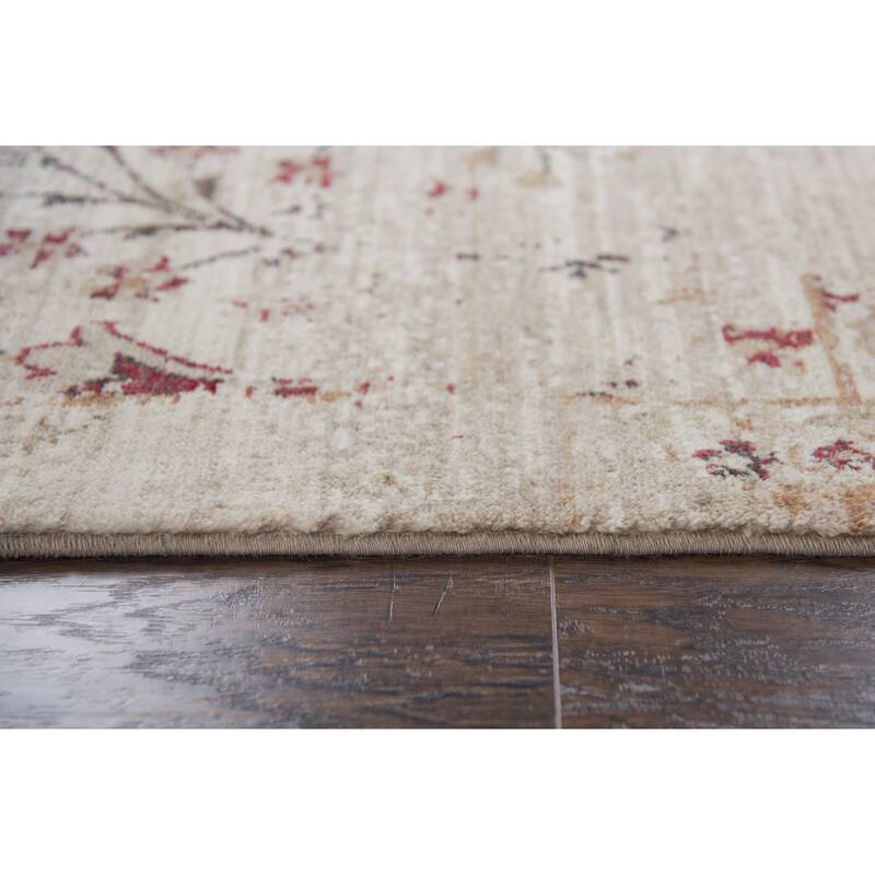 Alora Decor Euphoria Cream, Beige, Brown, and Red Wool Rug