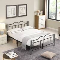 Metal Full Size Platform Bed With Wooden Feet - Bed Bath & Beyond ...