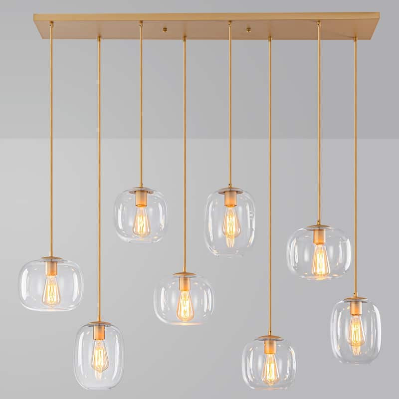 8-Light Linear Chandelier Modern Kitchen Island Light