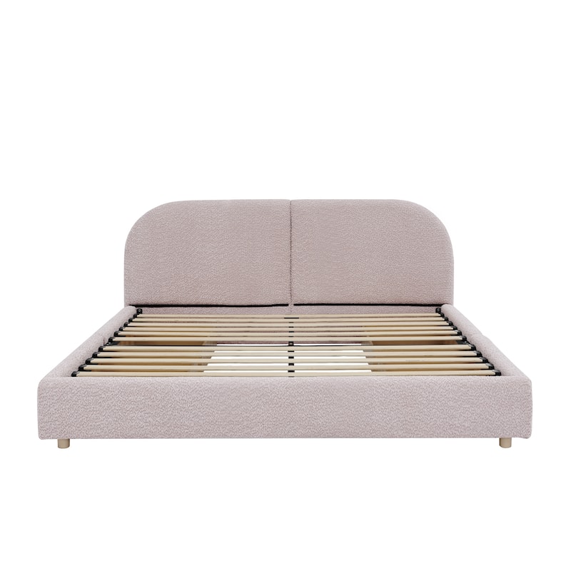 Queen Size Upholstered Bed Frame with Tall Headboard