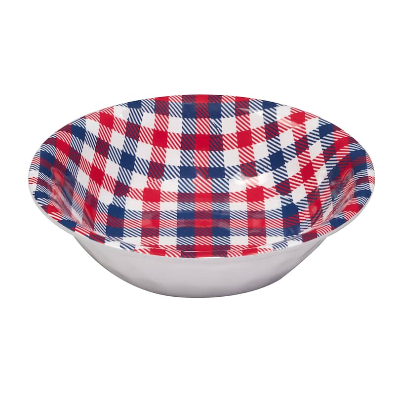 Certified International Patriotic Plaid 12 Piece Melamine Dinnerware Set, Service For 4