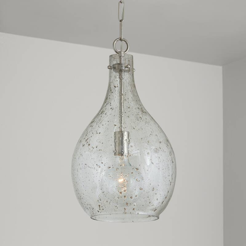 Rabun 1-light Hanging Pendant w/ Clear Stone Seeded Glass