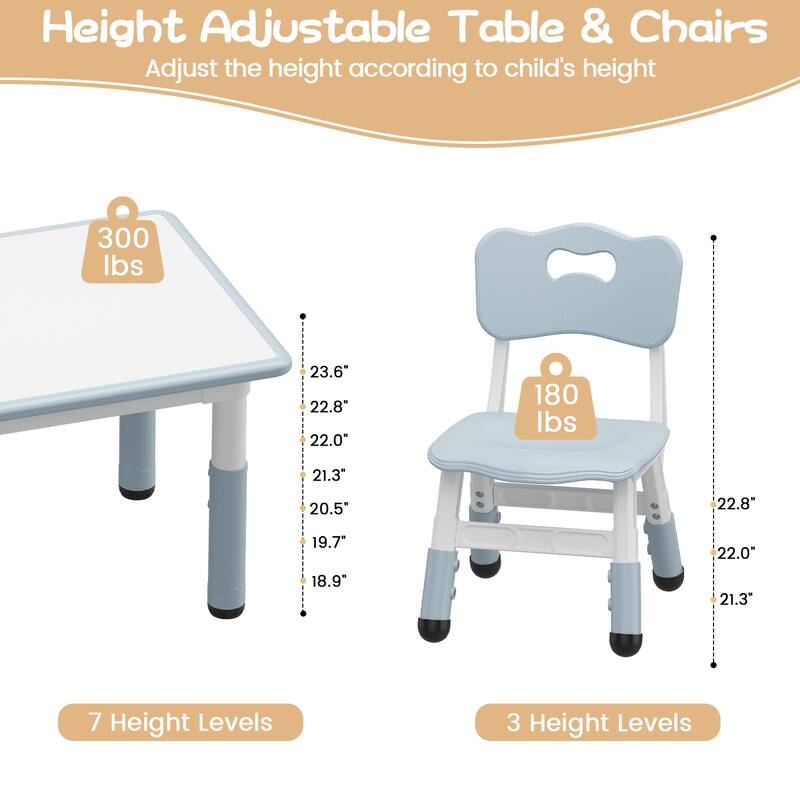 Table and 4 Chairs Set for Ages 2-10 Height Adjustable