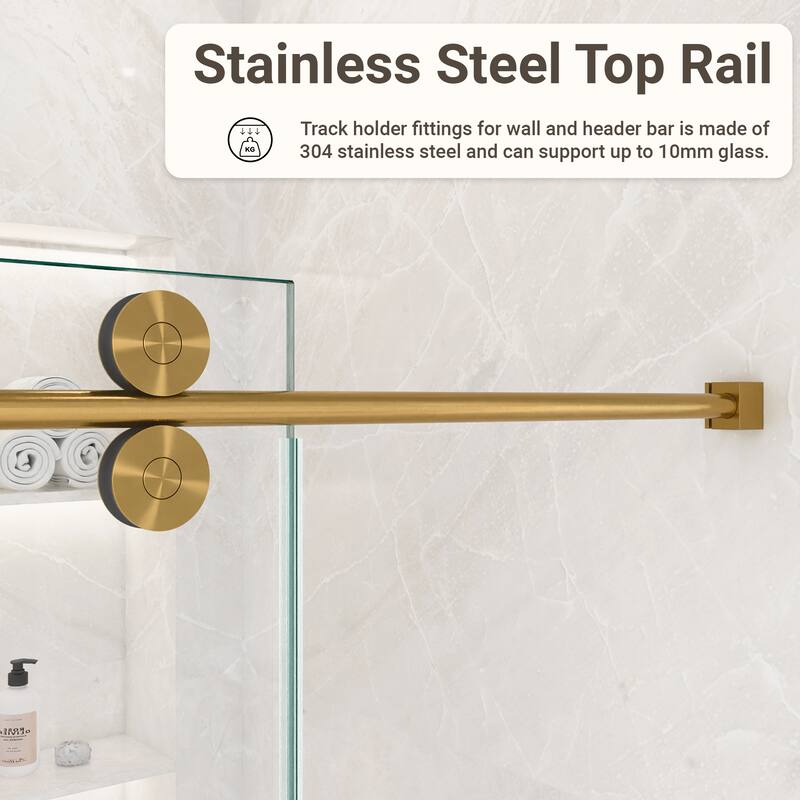 GDFStudio - Modern America Design Frameless Single Sliding Shower Door with 5/16" SGCC Tempered Glass & Stainless Steel Hardware