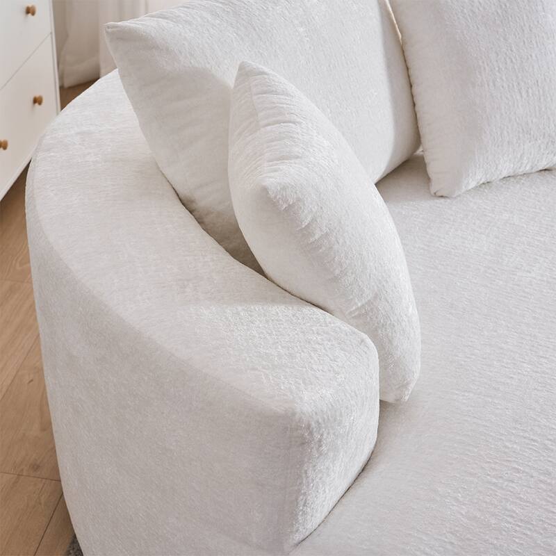 Oversized Swivel Accent Chair, Chenille Round Chairs Upholstered Swivel Chair, Single Sofa Armchair, Sleeper Chair