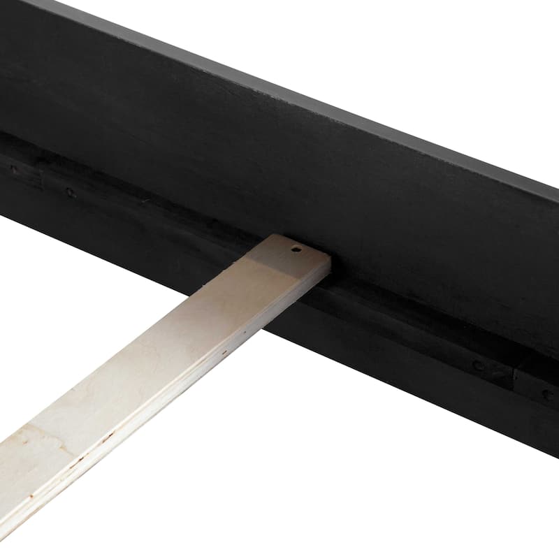 Furniture of America Alaric Modern Black Solid Wood Panel Bed with LED Light Headboard