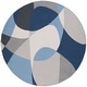 preview thumbnail 38 of 39, SAFAVIEH Odyssey Zulfiye Mid-Century Modern Rug 6'7" Round - Grey/Blue Navy - Round