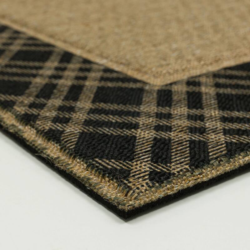 Mohawk Home Plaid Border Black/Stone 2' X 3' Door Mat