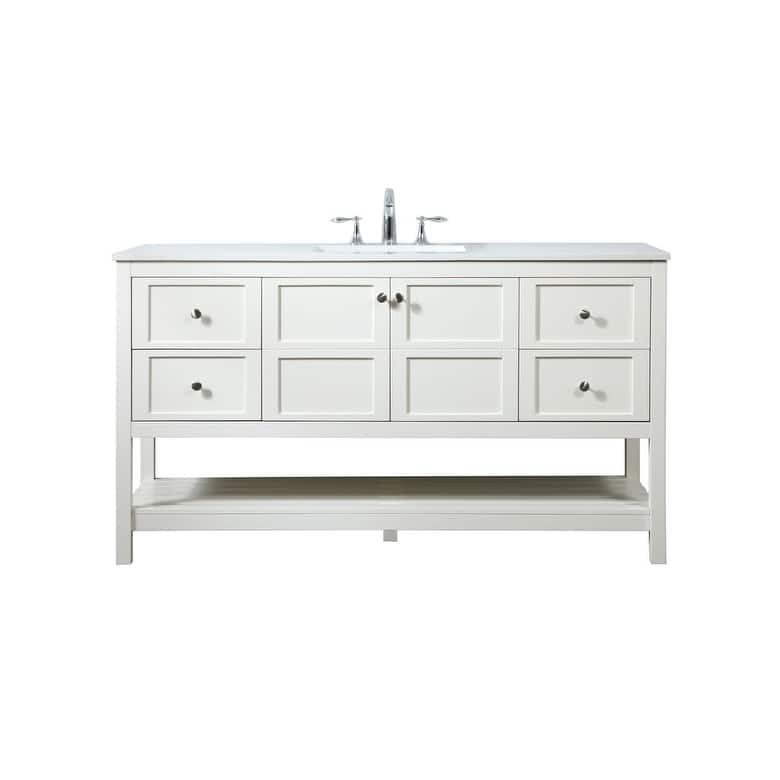 Elegant Lighting VF16460 Theo 60" Free Standing Single Basin Vanity - White - Colored