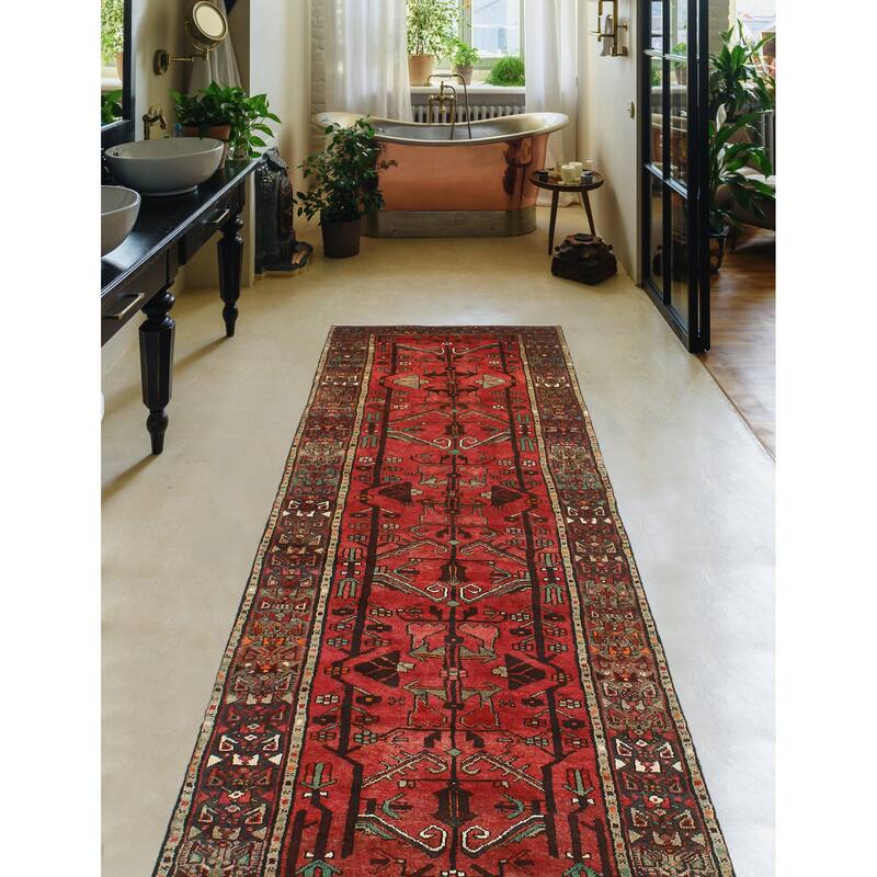 Fine Vintage Distressed Ramon Red/Brown Runner - 3'2" x 9'10"
