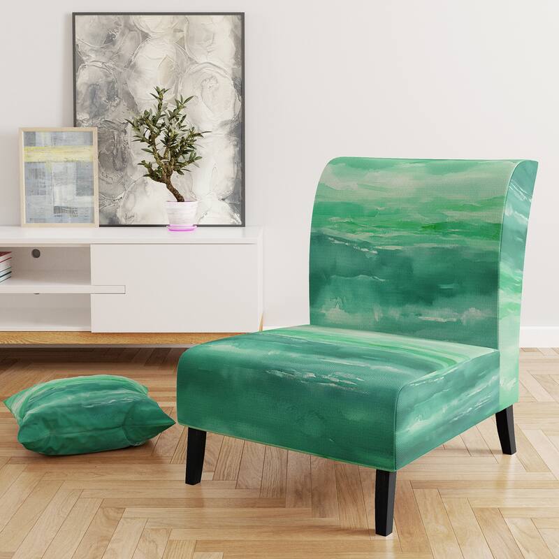 Designart "From the Shore" Upholstered Beach Accent Chair - Nautical & Coastal Arm Chair For Bedroom - Slipper Chair - Green