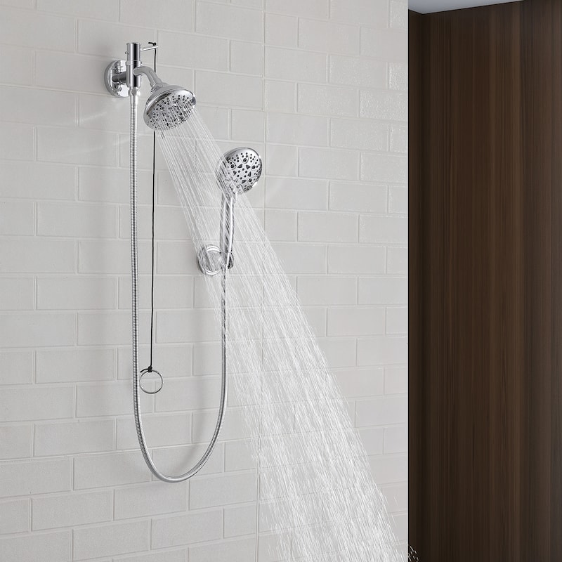 4.5 Inch Wall Mounted Dual Shower Set With 8-Settings Handheld Shower (Valve Not Included)