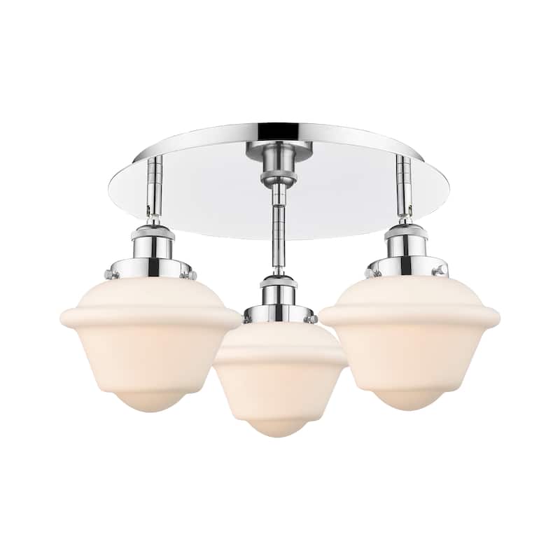 Innovations Lighting Oxford - 3 Light 18" Flush Mount - Polished Chrome/Matte White