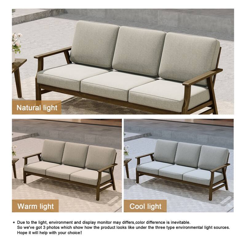 Modern Wood Cushioned 5-Piece Outdoor Patio Conversation Set