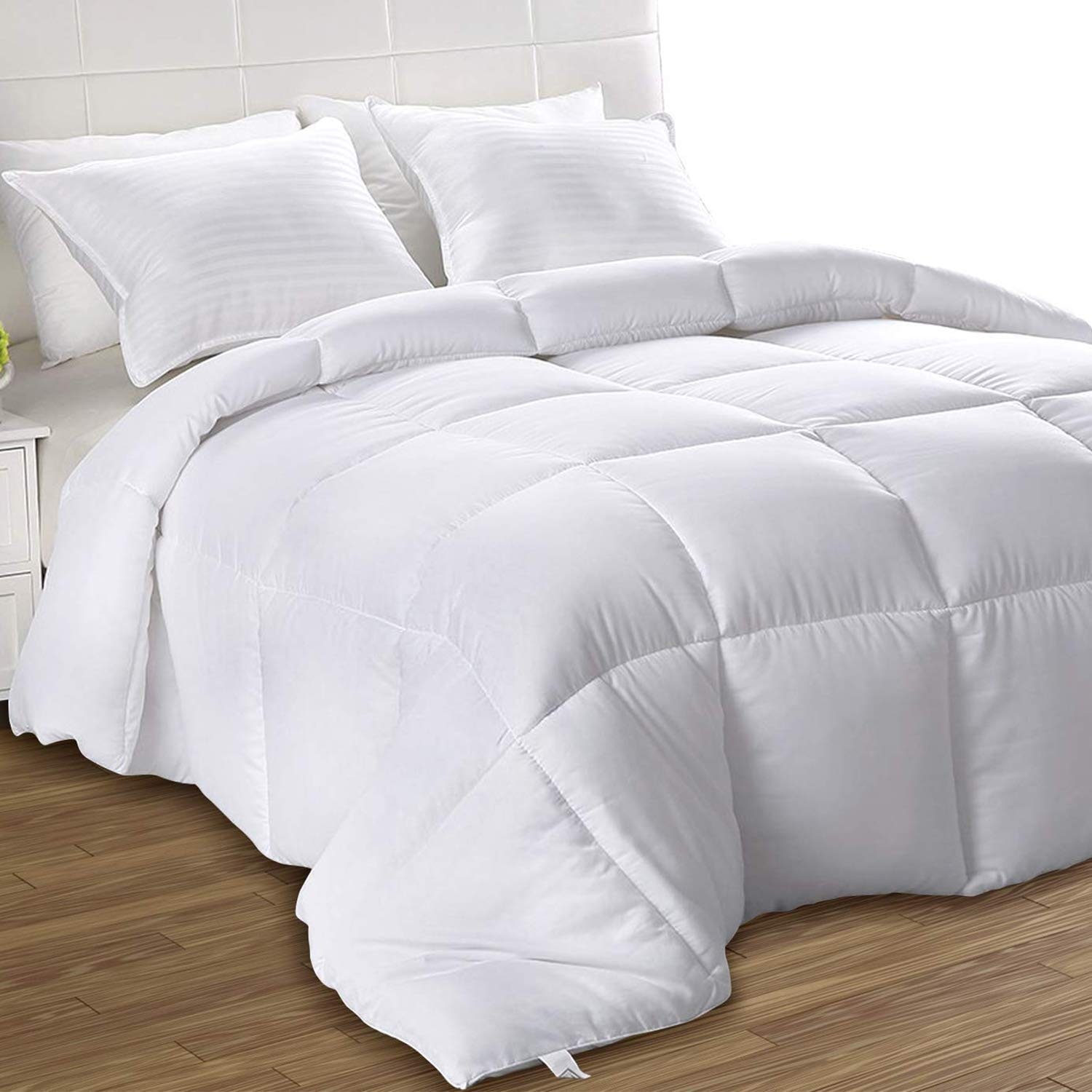 Utopia Bedding Comforter - All Season Comforters Queen Size -  Plush Siliconized Fiberfill - White Bed Comforter - Box Stitched : Home &  Kitchen