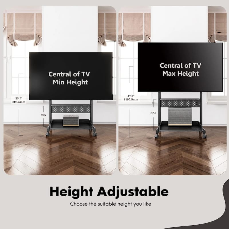 FITUEYES Mobile TV Stand Modern Storage TV Cart Mount for TVs Up to 85 Inch