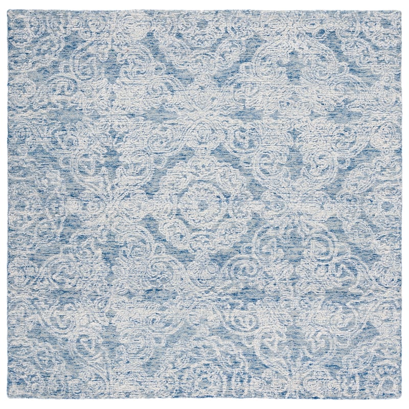 SAFAVIEH Handmade Metro Bhavani French Country Wool Rug - 6' Square - Blue/Ivory