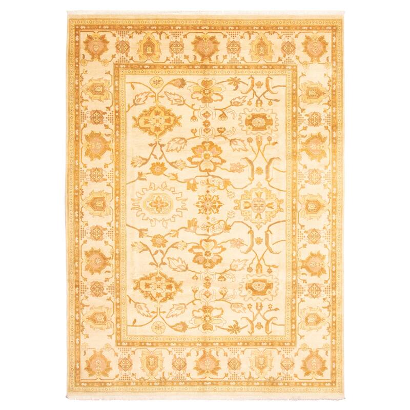 ECARPETGALLERY Hand-knotted Peshawar Oushak Ivory Wool Rug - 9'0 x 12'7 - Ivory - 9'0 x 12'7