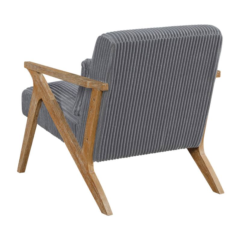 Bennett 27" Corduroy Accent Chair with Wood Frame & Matching Pillow