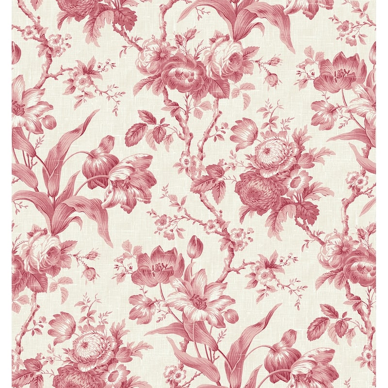 Seabrook Designs En Rose Nonwoven Unpasted Wallpaper - 27 in. W x 27 ft. L - Cranberry