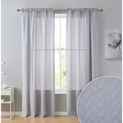 HLC.me Herringbone Lace Thick Semi Sheer Premium Grommet Top Window Curtain Panels Kids Room & Bedroom - Set of 2 Panels