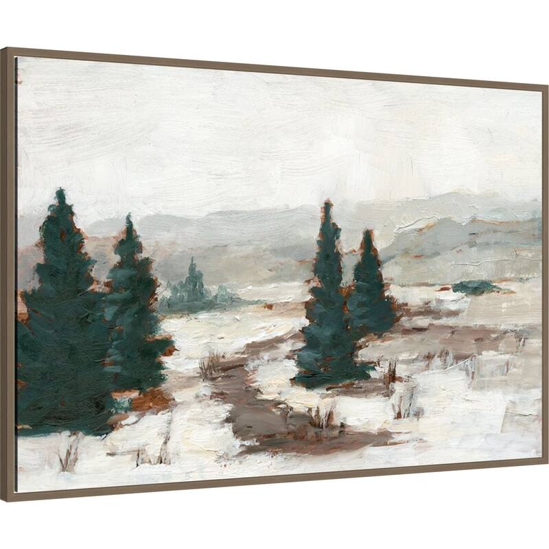 Melting Snow I by Ethan Harper Framed Canvas Wall Art Print - Sylvie Dark Gold