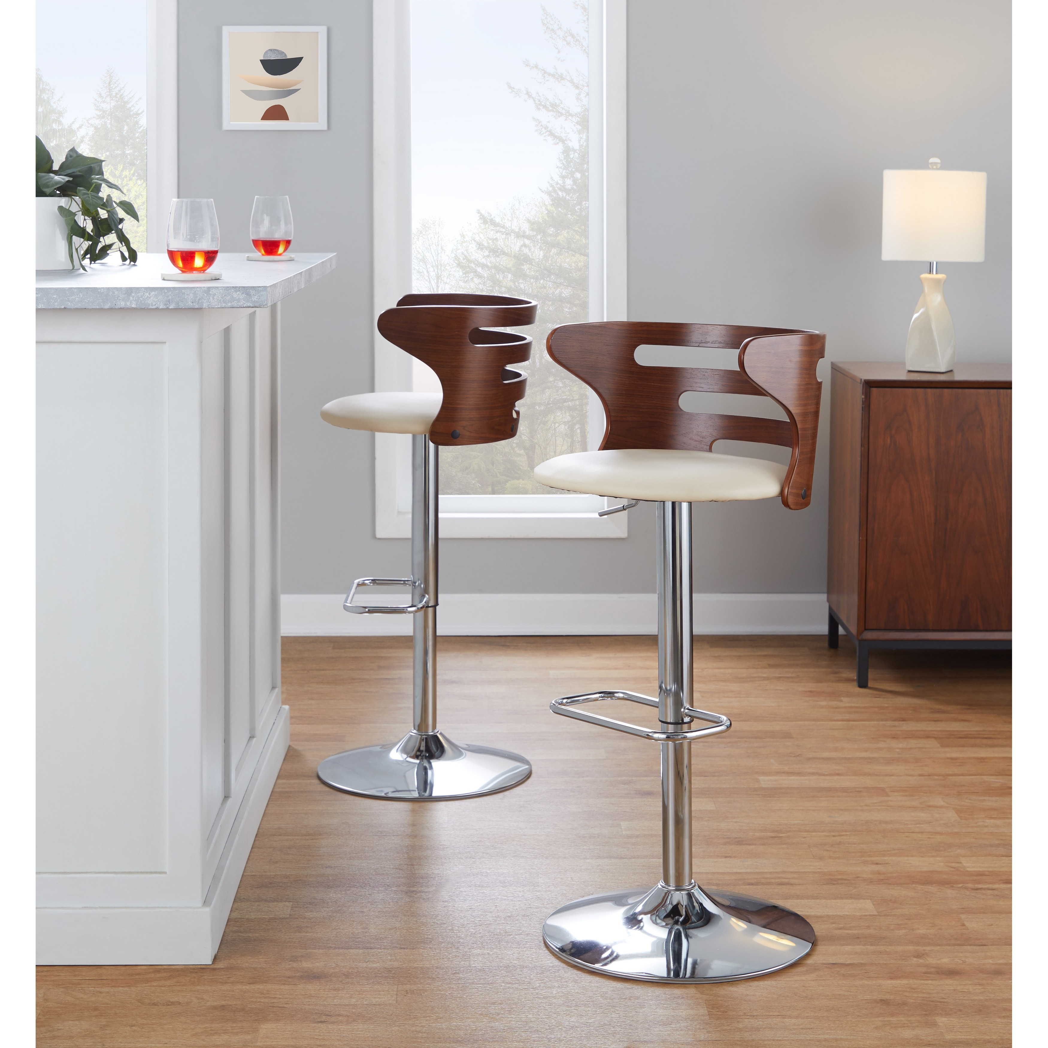 Carson Carrington Cranagh Adjustable Bar Stool with Rounded Rectangle Footrest (Set of 2)