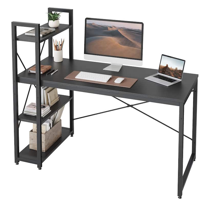 Computer Desk Home Office Computer Desk with 4 Shelves & Hooks